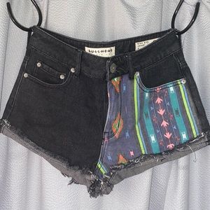 NWT Bullhead Half Aztec High Rise Denim Shorts